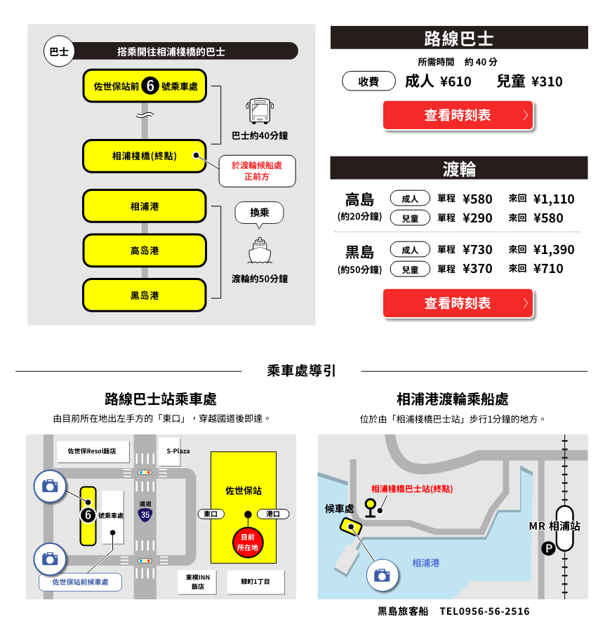 路線巴士＋渡輪
